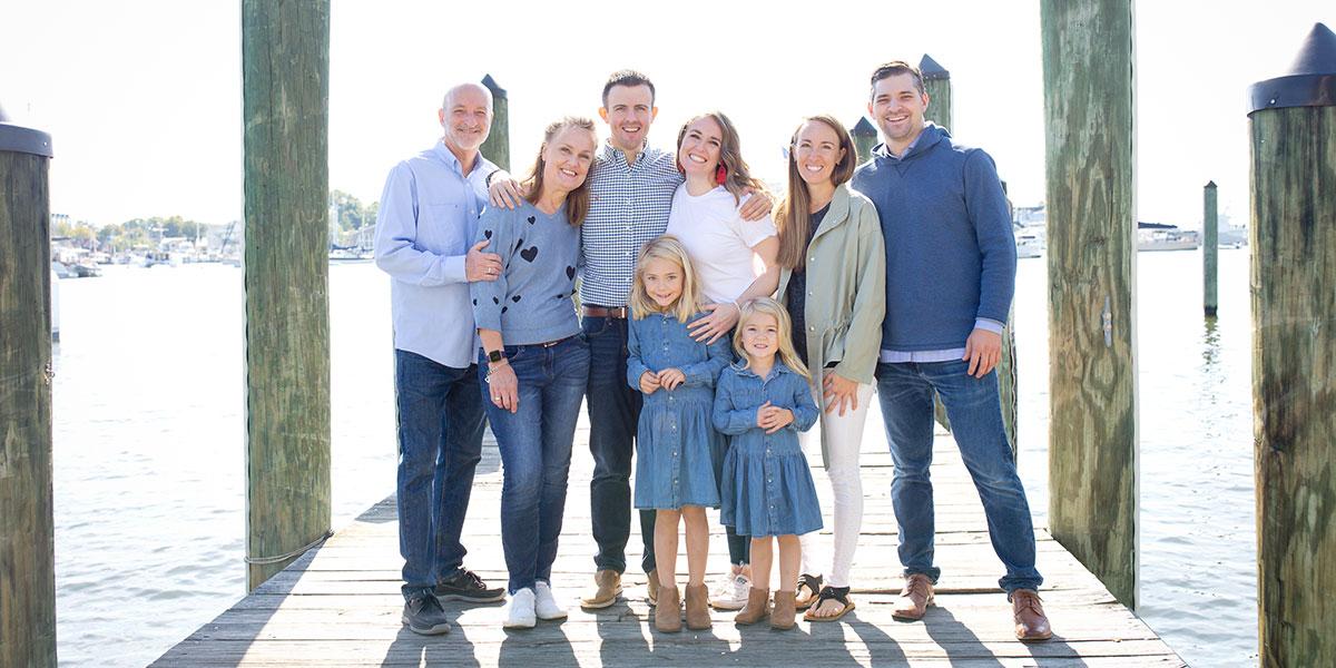 Joe Johnson and his family on a pier